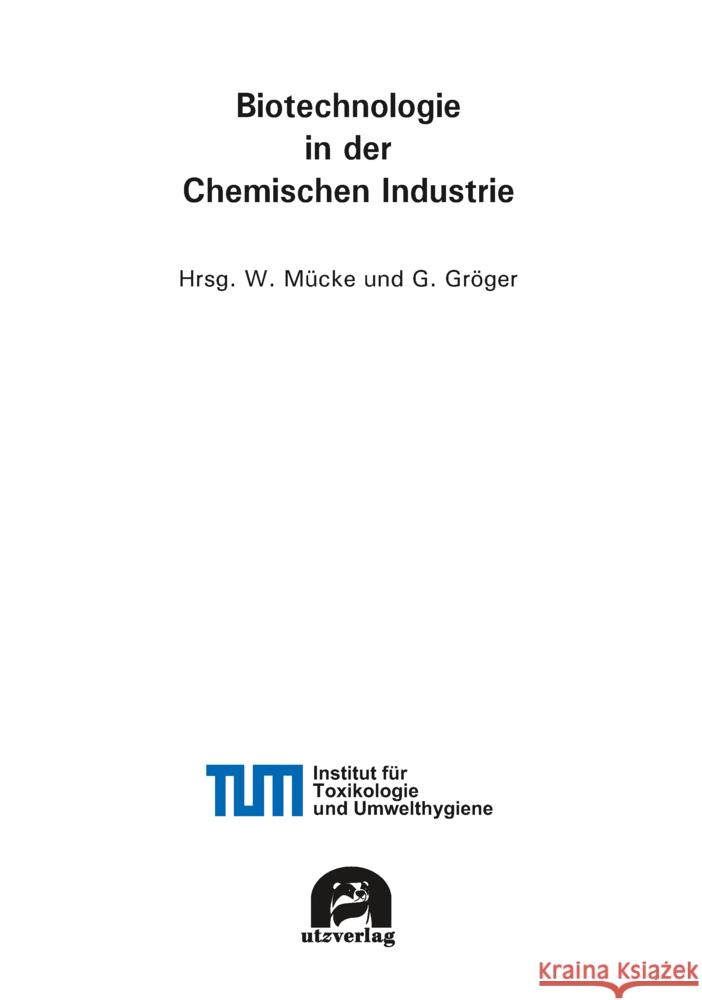 Biotechnologie in der Chemischen Industrie  9783831685868 Utz Verlag - książka