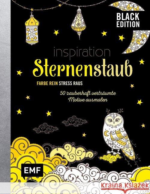 Black Edition: Inspiration Sternenstaub : 50 zauberhaft verträumte Motive ausmalen  9783960937555 EMF Edition Michael Fischer - książka