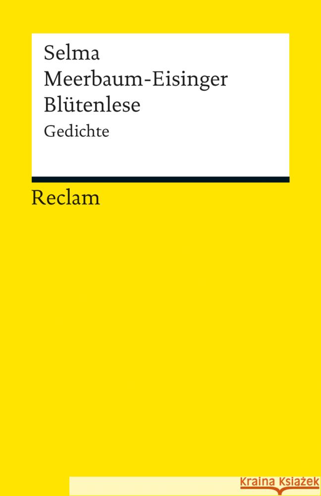 Blütenlese : Gedichte Meerbaum-Eisinger, Selma 9783150190593 Reclam, Ditzingen - książka