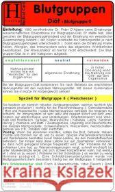 Blutgruppen Diät - Blutgruppe 0, Medical Card    9783939081197 Hawelka - książka