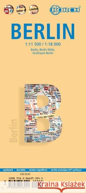 Borch Map Berlin : Berlin, Berlin Mitte, Berlin Großraum. Markier- u. abwischbar  9783866093041 BORCH GMBH - książka