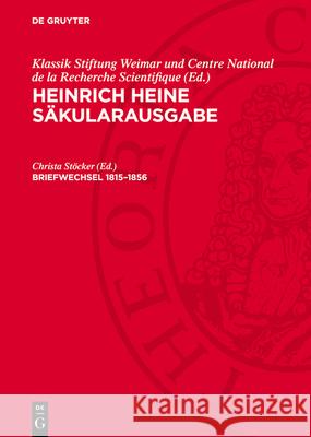 Briefwechsel 1815-1856: Hsa-B, Register (Band 20-27) Christa St?cker 9783112784686 de Gruyter - książka