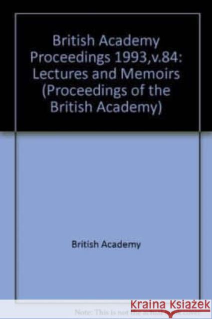 British Academy Proceedings: Lectures and Memoirs British Academy   9780197261491 Oxford University Press - książka
