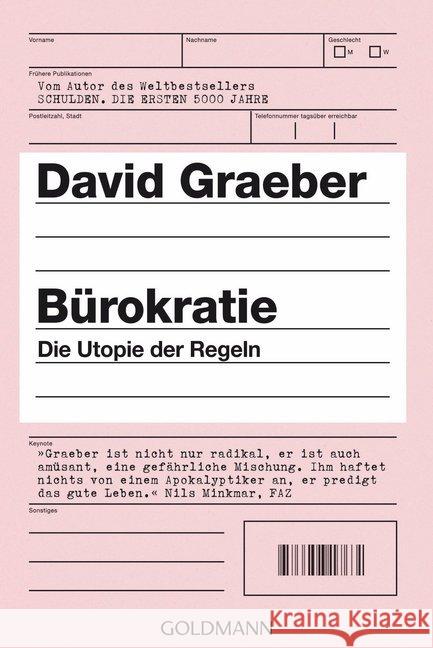 Bürokratie : Die Utopie der Regeln Graeber, David 9783442159208 Goldmann - książka