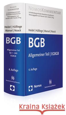 Burgerliches Gesetzbuch: Allgemeiner Teil - Egbgb: Band 1 Heidel, Thomas 9783848745869 Nomos Verlagsgesellschaft - książka