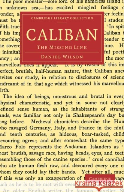 Caliban: The Missing Link Wilson, Daniel 9781108063678 Cambridge University Press - książka