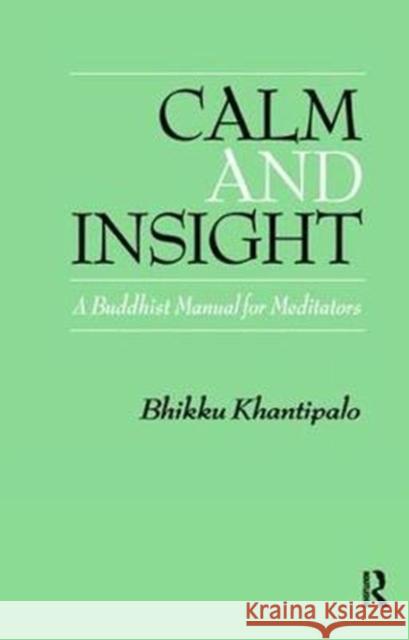 Calm and Insight: A Buddhist Manual for Meditators Bhikkhu Phra Khantipalo 9781138405905 Routledge - książka
