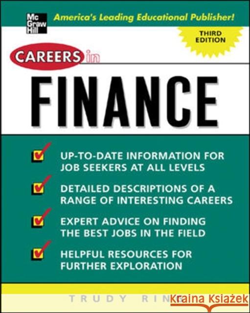 Careers in Finance Trudy Ring 9780071437363 VGM Career Books - książka