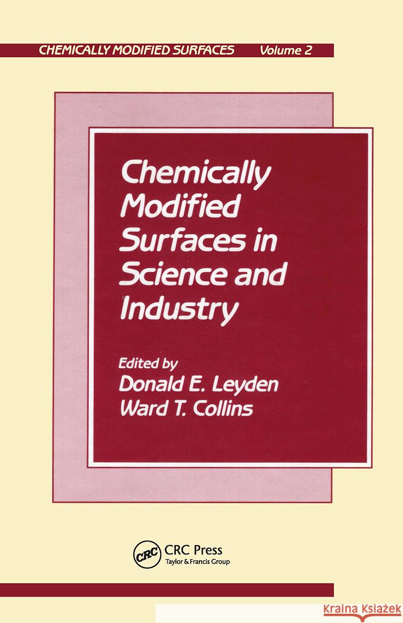 Chemically Modified Surfaces S    9782881242212 Taylor & Francis - książka