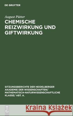 Chemische Reizwirkung Und Giftwirkung: Mit Einem Mathematischen Anhange: Ein Diffusionsproblem August E Pütter Trefftz, E Trefftz 9783111188652 De Gruyter - książka