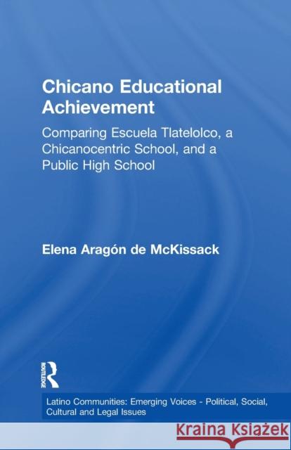 Chicano Educational Achievement: Comparing Escuela Tlatelolco, a Chicanocentric School, and a Public High School Elena Aragon de McKissack 9781138991170 Taylor and Francis - książka