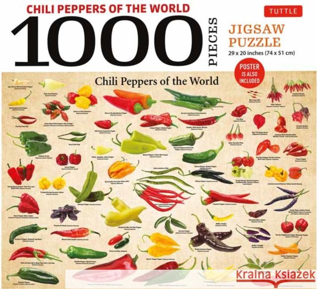 Chile Peppers - 1000 Piece Jigsaw Puzzle: Finished Puzzle Size 29 X 20 Inch (74 X 51 CM); A3 Sized Poster  9780804856751 Tuttle Publishing - książka