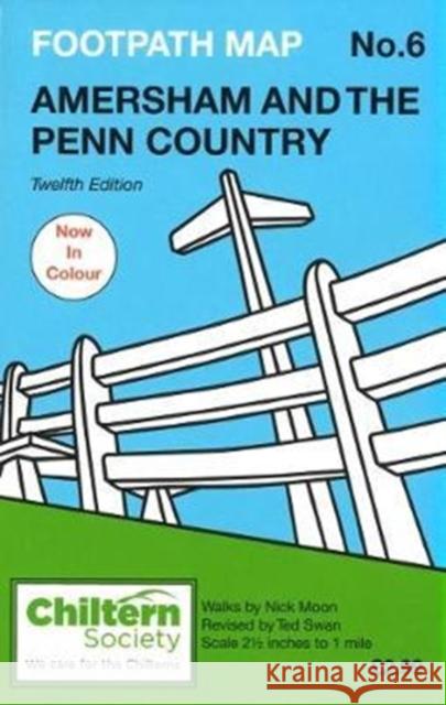 Chiltern Society Footpath Map No. 6 - Amersham and the Penn Country Nick Moon   9780904148213 Chiltern Society - książka