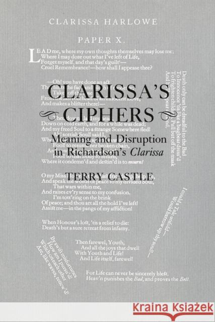 Clarissa's Ciphers: Meaning and Disruption in Richardson's Clarissa Terry Castle 9781501707148 Cornell University Press - książka