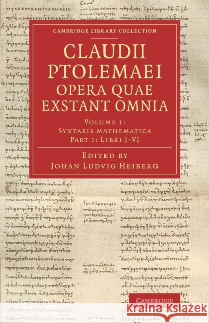 Claudii Ptolemaei Opera Quae Exstant Omnia Ptolemy 9781108063647 Cambridge University Press - książka