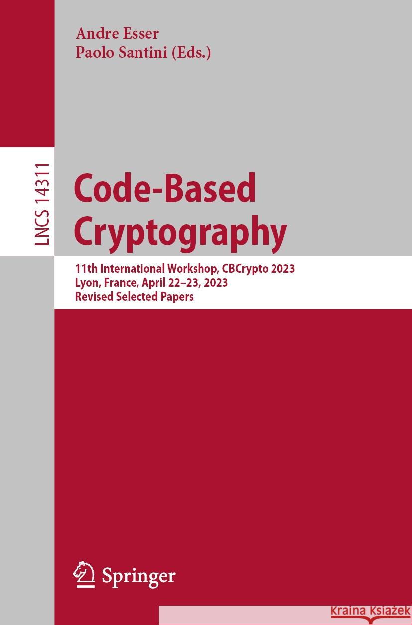 Code-Based Cryptography  9783031464942 Springer Nature Switzerland - książka