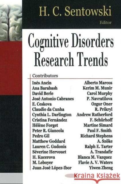 Cognitive Disorders Research Trends H C Sentowski 9781600215667 Nova Science Publishers Inc - książka