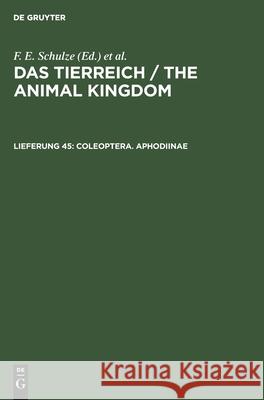 Coleoptera. Aphodiinae Adolf Schmidt, No Contributor 9783112421031 De Gruyter - książka