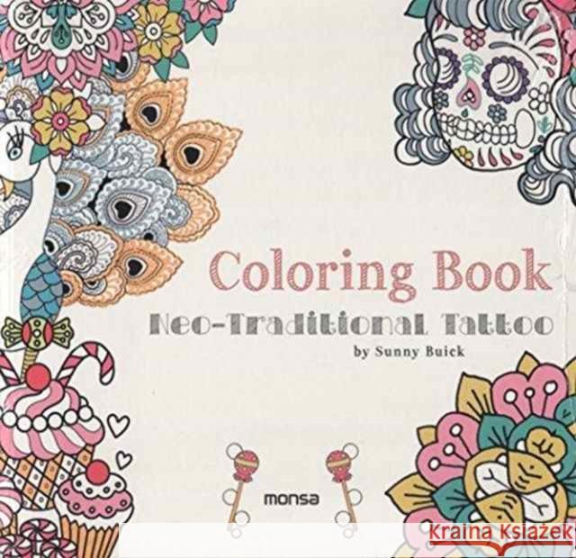 Coloring Book of Neo-Traditional Tattoo  Buick, Sunny 9788416500307  - książka