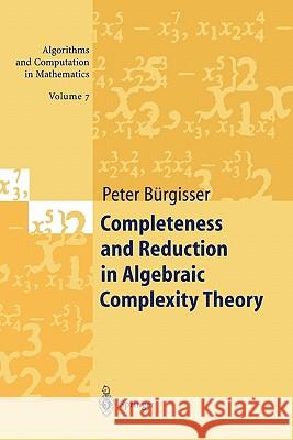 Completeness and Reduction in Algebraic Complexity Theory Peter Burgisser 9783642086045 Springer - książka