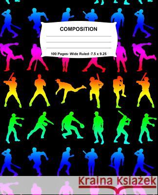 Composition Notebook: Baseball Rainbow Neon Notebook Wide Ruled 100 Pages 7.5 x 9.25 Swotters Jotters 9781073301959 Independently Published - książka