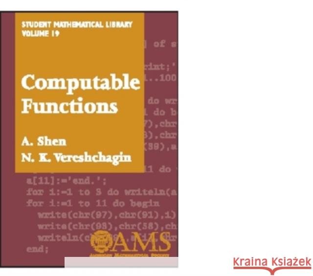Computable Functions  9780821827321 American Mathematical Society - książka