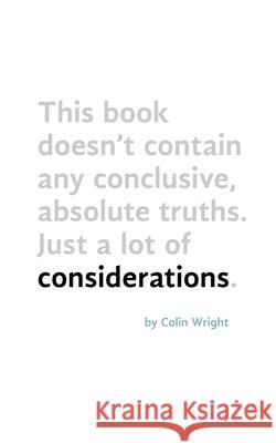 Considerations Colin Wright 9781938793806 Asymmetrical Press - książka