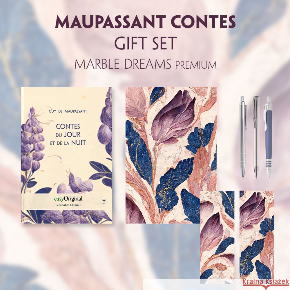 Contes du jour et de la nuit (with audio-online) Readable Classics Geschenkset + Marmorträume Schreibset Premium, m. 1 Beilage, m. 1 Buch Maupassant, Guy de 9783991681274 EasyOriginal - książka