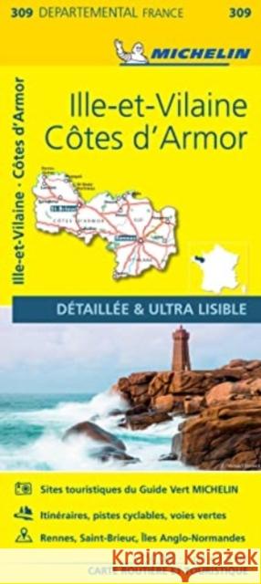 Cotes-d'Armor, Ille-et-Vilaine - Michelin Local Map 309 Michelin 9782067202108 Michelin Editions des Voyages - książka