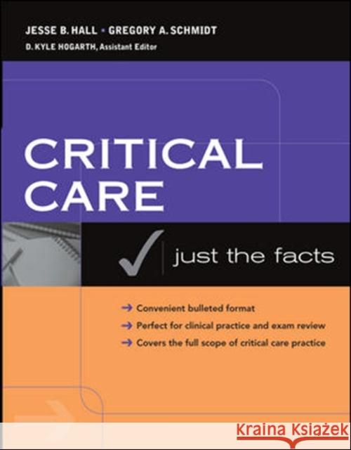 Critical Care: Just the Facts Hall                                     Jesse B. Hall Gregory A. Schmidt 9780071440202 McGraw-Hill Professional Publishing - książka