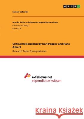 Critical Rationalism by Karl Popper and Hans Albert Simon Valentin 9783346343697 Grin Verlag - książka