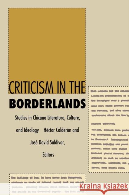 Criticism in the Borderlands: Studies in Chicano Literature, Culture, and Ideology Calderón, Héctor 9780822311430 Duke University Press - książka