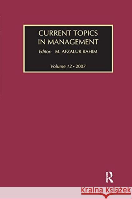 Current Topics in Management: Volume 12  9781138508903  - książka