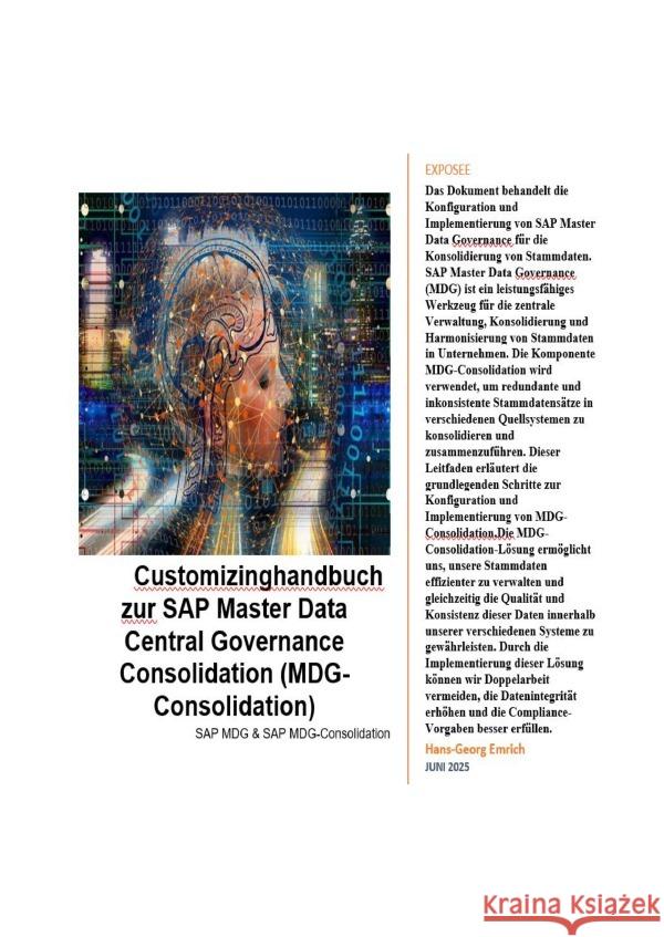 Customizinghandbuch zur SAP Master Data Central Governance Consolidation (MDG-Consolidation) Emrich, Hans-Georg 9783819727856 epubli - książka