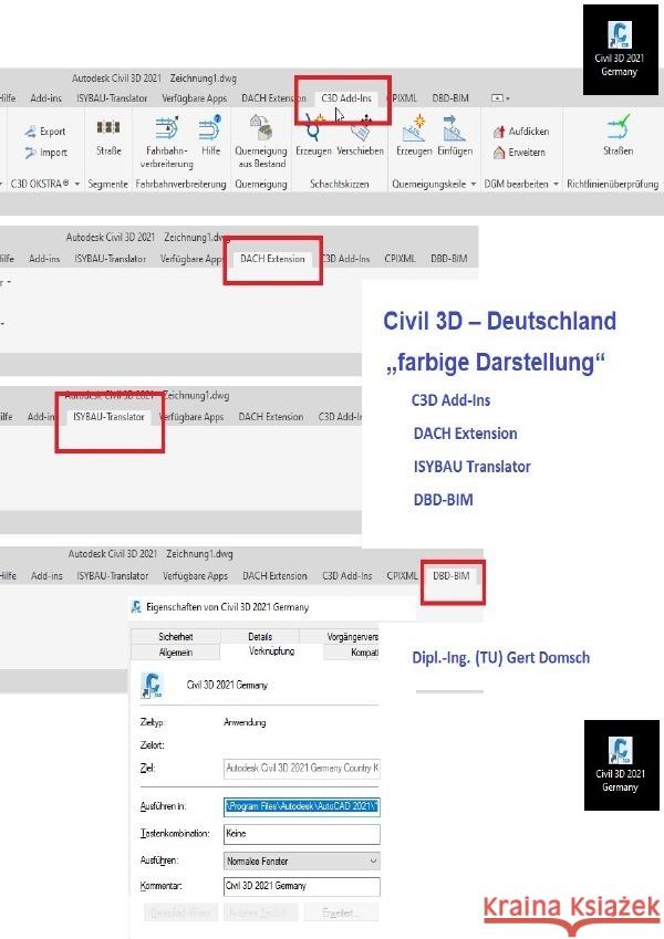 Cvil 3D Deutschland / Add-Ons, Add-Ins und mehr, Civil 3D Deutschland (farbige Darstellung) Domsch, Gert 9783754167786 epubli - książka