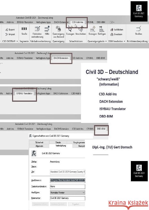 Cvil 3D Deutschland / Add-Ons, Add-Ins und mehr, Civil 3D Deutschland (schwarz/weiß, zur Information) Domsch, Gert 9783754167793 epubli - książka