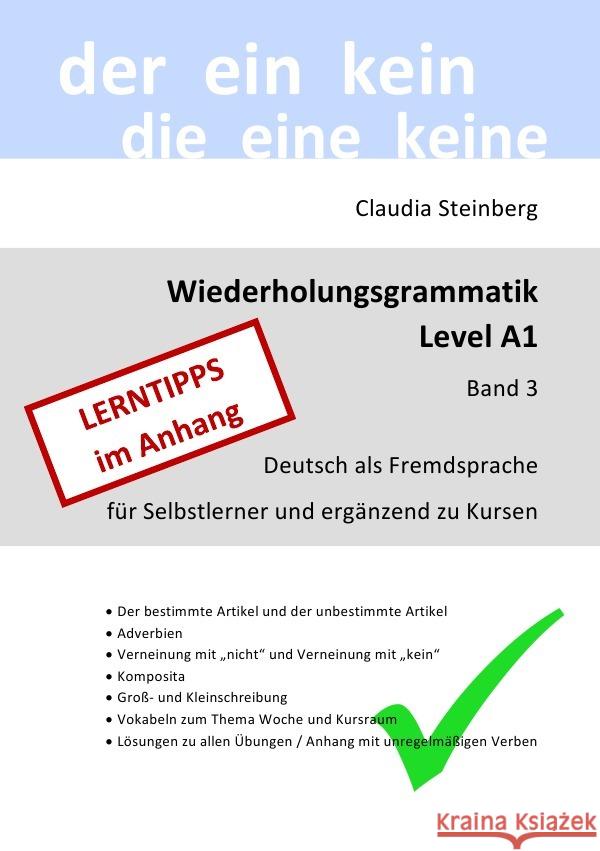 DaF - Wiederholungsgrammatik A1 - Band 3 Steinberg, Claudia 9783757555573 epubli - książka