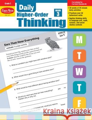 Daily Higher-Order Thinking, Grade 3 Teacher Edition Evan-Moor Corporation 9781629384566 Evan Moor Educational Publishers - książka