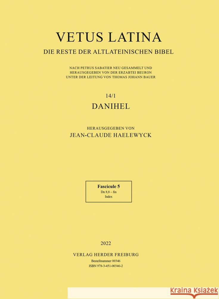 Danihel: Fascicule 5: 8,8 - Fin, Index Verlag Herder 9783451003462 Herder, Freiburg - książka