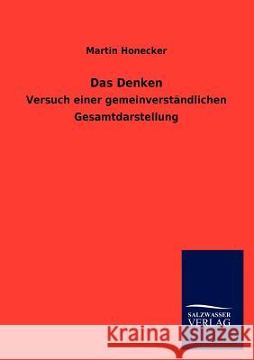 Das Denken Martin Honecker 9783846015537 Salzwasser-Verlag Gmbh - książka