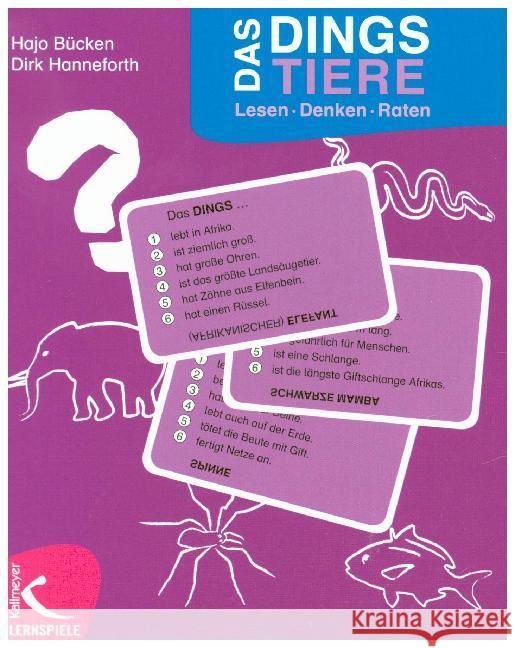 Das Dings: Tiere (Spiel) : Lesen - Denken - Raten Bücken, Hajo, Hanneforth, Dirk 4250344933854 Klett - książka