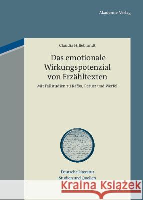 Das emotionale Wirkungspotenzial von Erzähltexten Claudia Hillebrandt 9783050051963 de Gruyter - książka