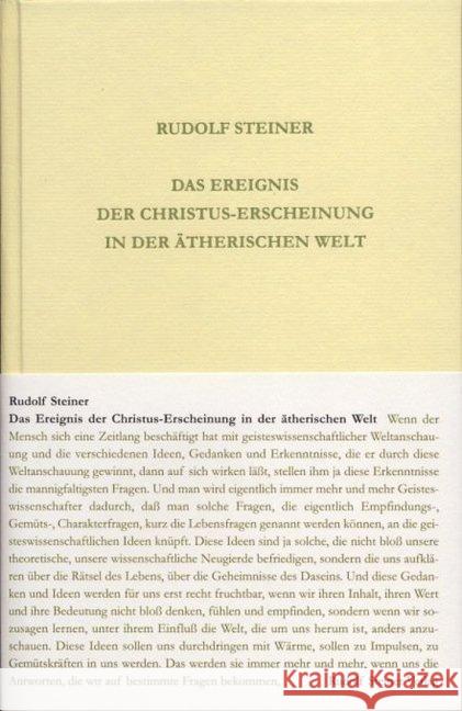 Das Ereignis der Christus-Erscheinung in der ätherischen Welt : Sechzehn Einzelvorträge, 1910 Steiner, Rudolf 9783727411816 Rudolf Steiner Verlag - książka