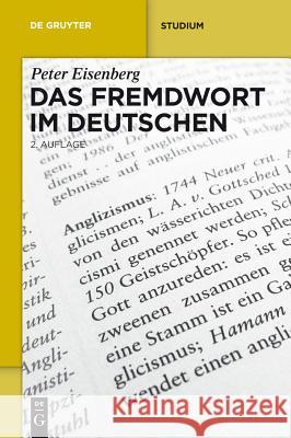 Das Fremdwort im Deutschen Eisenberg, Peter 9783110288414 De Gruyter - książka