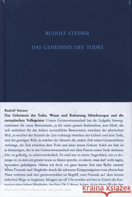 Das Geheimnis des Todes Steiner, Rudolf 9783727415913 Rudolf Steiner Verlag - książka