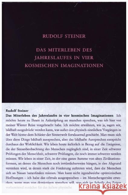 Das Miterleben des Jahreslaufes in vier kosmischen Imaginationen Steiner, Rudolf 9783727422911 Rudolf Steiner Verlag - książka