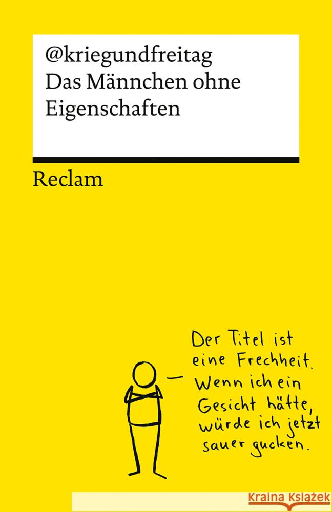 Das Männchen ohne Eigenschaften @kriegundfreitag 9783150145784 Reclam, Ditzingen - książka