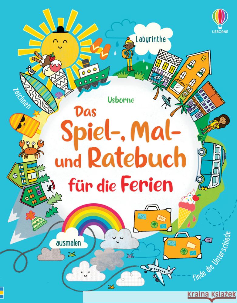 Das Spiel-, Mal- und Ratebuch für die Ferien Maclaine, James, Bowman, Lucy, Gilpin, Rebecca 9781789418620 Usborne Verlag - książka