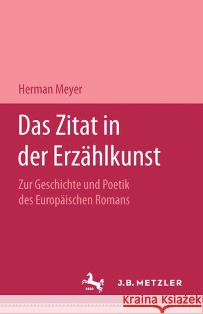 Das Zitat in Der Erzählkunst Meyer, Herman 9783476991737 J.B. Metzler - książka