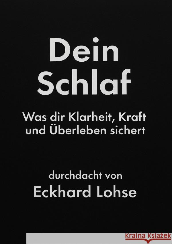 Dein Schlaf Lohse, Eckhard 9783819787607 epubli - książka